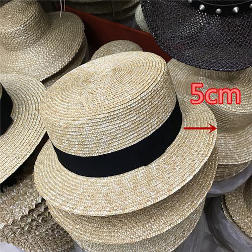 01904-axi  Classic pure color handmade straw  lady holiday beach fedoras  cap men women outdoor panama jazz hat