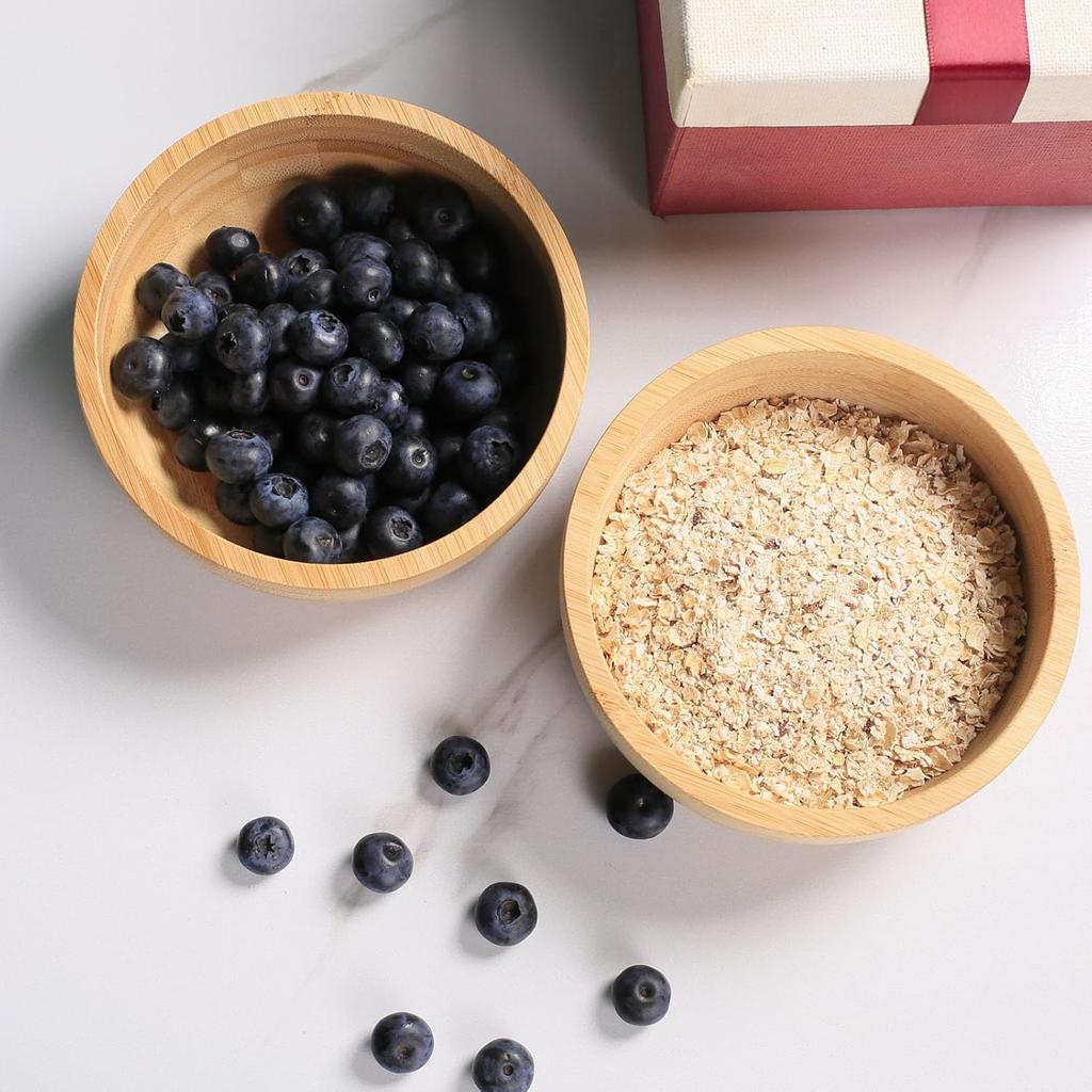 Soup Bowls Set of 2 for Dessert/Cereal/Pasta/Fruit | Natural Bamboo Serving Bowls for Nuts/Candy/Snacks/Pistachio | Charcuterie Accessories for