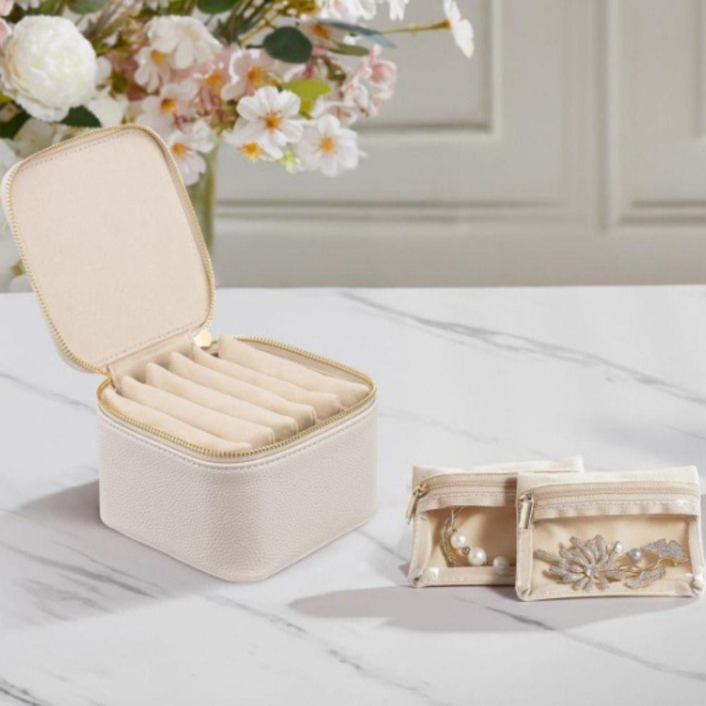 PU-Leder Ohrring-Aufbewahrungsetui mit kleinen Beuteln Schmuckverpackungsbeutel Einfache Schmuckschatulle Ring