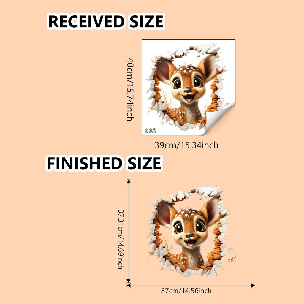 Christmas Wall Stickers Self Adhesive 3D Animal Design Wall Decals For Bedroom Living Room Hallway Holiday Decor