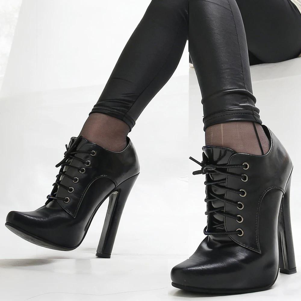 Scarpe con Tacco Alto da 6 Pollici Allacciatura Punta Acuta Unisex Fetishheels Vintage Drag Queen Pump