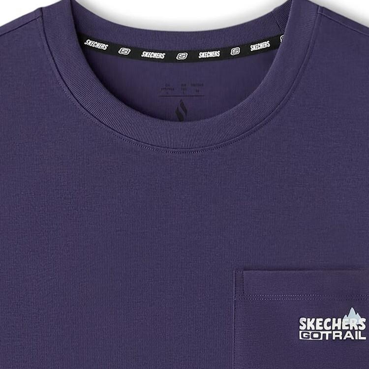 Skechers Outdoor Series Solona Simple Quick-Dry Round Neck Short Sleeve Breathable T-Shirt Men Tops Gothic-Purple L224M032-05HS