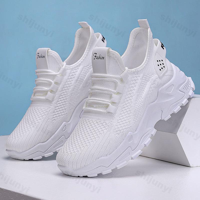 Women's Shoes 2025 Spring New Lace-up Breathable Mesh Non Slip Platform Sneakers Fly Woven Comfortable Flat Casual Shoes