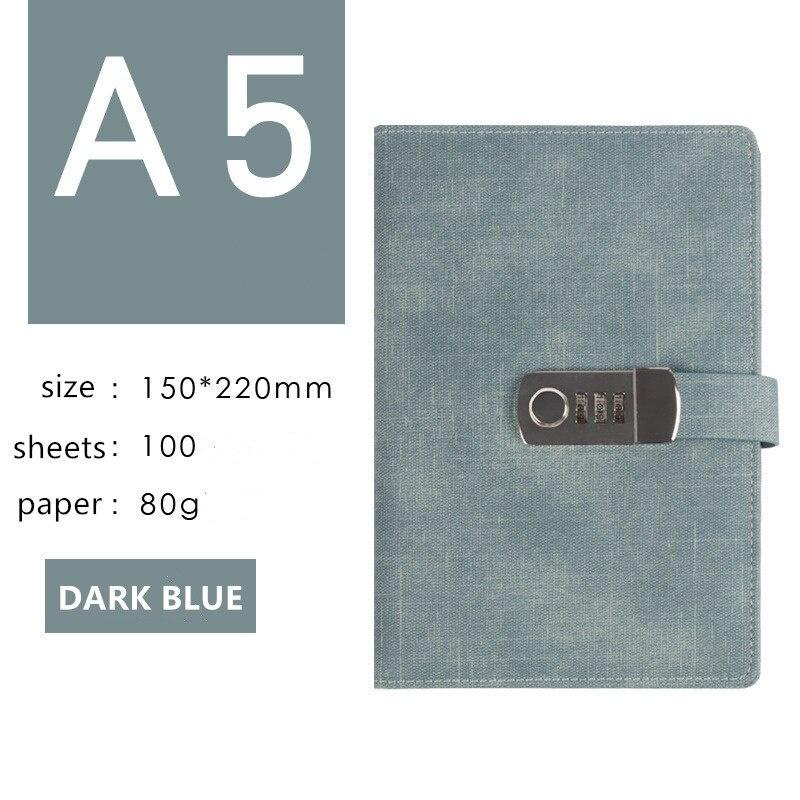 Password Notebook Creative Students Leather Password Travel Retro Loose-leaf Notebook Password A5 Notebook