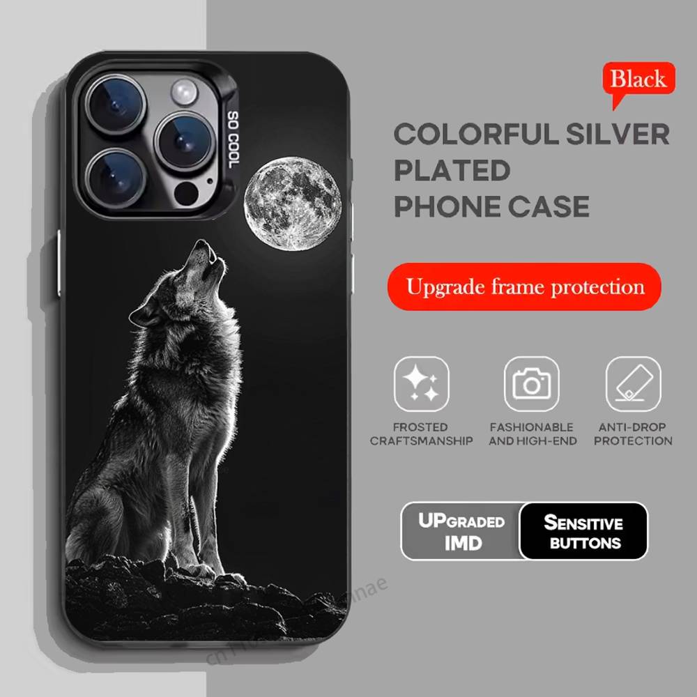 Wolf Phone Case For iPhone 17,16,15,14,13,12,11,Pro,Max,Plus,Mini,X,XS,XR,8,S,SE Soft Black Case