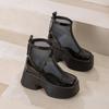 Leather Mesh Martin Boots Women's Thick Soles 2025 New Summer Hollow Breathable Mesh Boots Women's Heightening Boots Short Boots