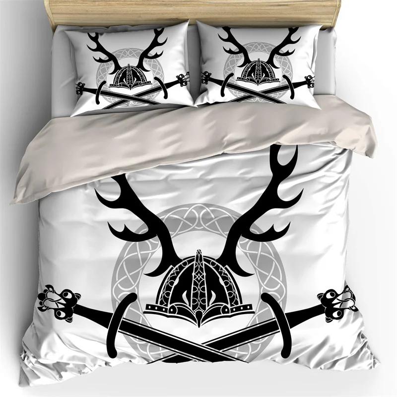 

Viking Bedding Set King Scandinavian Folklore Motifs Duvet Cover Set Northern Germanic Culture Comforter Cover Wonderful Gifts Duvet Cover Set&EU Single(135x200cm)