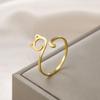 Lemegeton Minimalist Cute Cat Rings Women Girls Lovely Animal Finger Ring Adjustable Stainless Steel Jewelry Gift