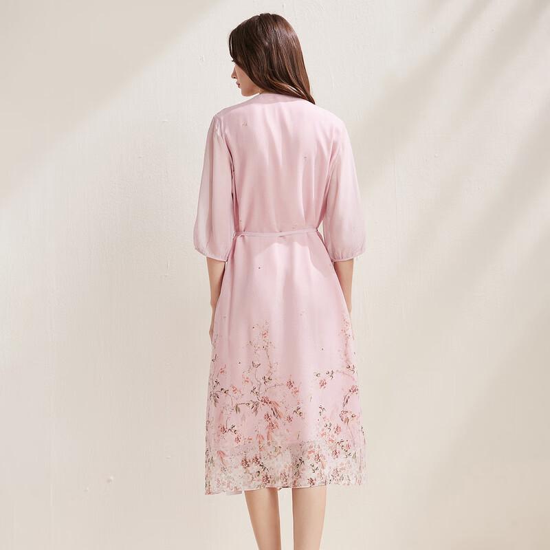 Zhaojun Women's Mulberry Silk Floral Midi Dress