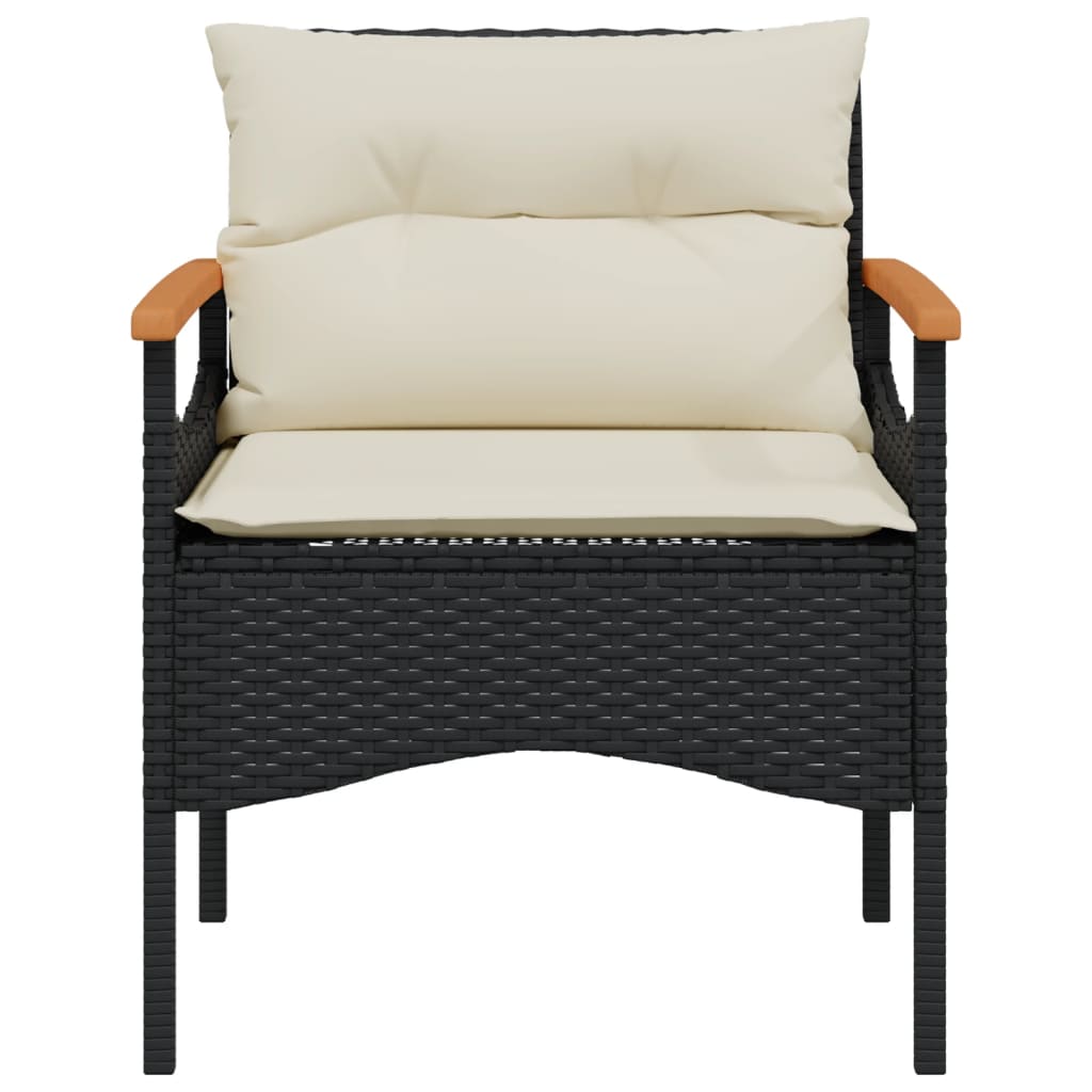 3 Piece Outdoor Sofa Set with Cushions Black Poly Rattan