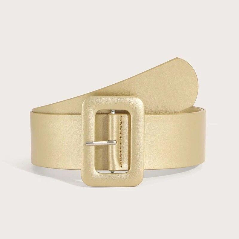 

Женский широкий ремень из искусственной кожи, модный простой ремень для женского платья, роскошный дизайнерский брендовый черный, розовый ремень, женский ремень DT167 100cm золотой