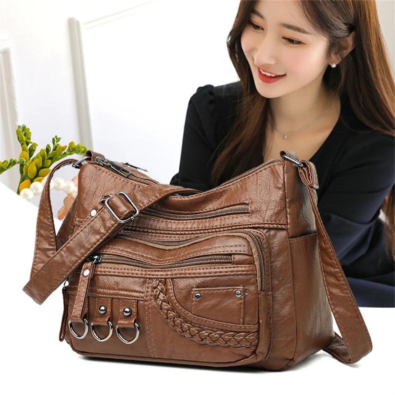 Vintage Pu Leather Luxury Purses and Handbags High Quality Women's Bag Design Multi-pocket Ladies Crossbody Shoulder Bags