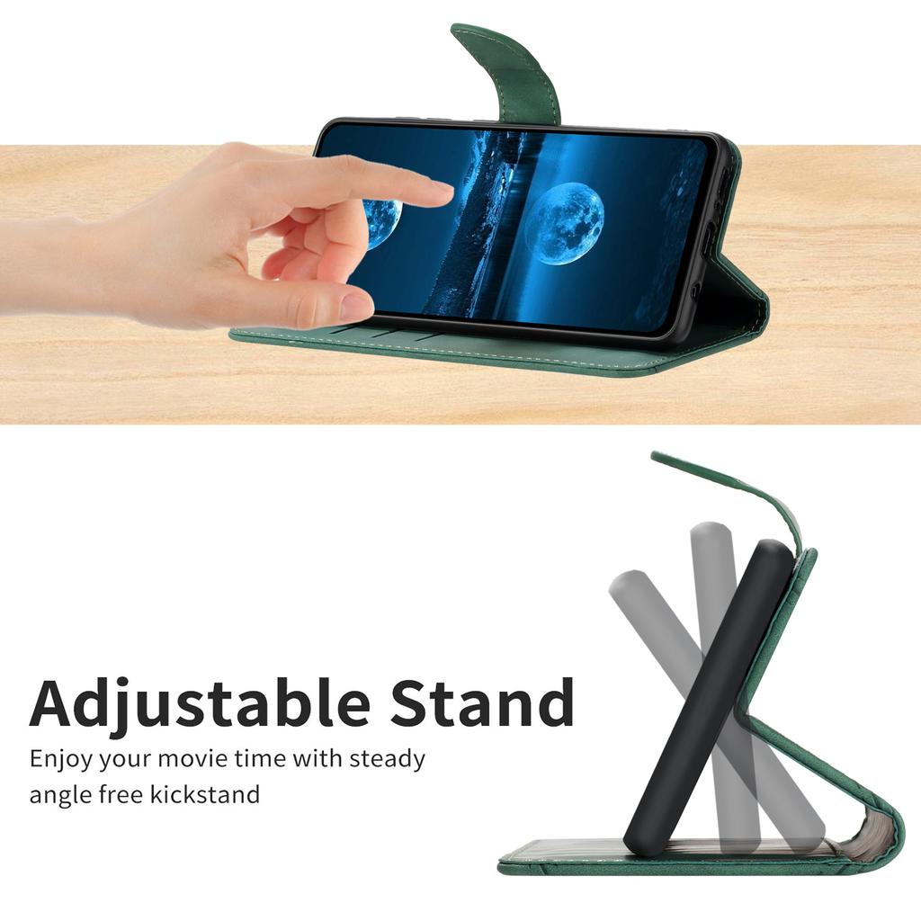 HT05 For Samsung Galaxy A12/M12/F12 Imprinted Line Wallet Stand Skin-touch PU Leather Phone Case