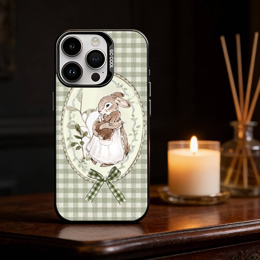 Cute P-Peter Rabbit Phone Case For iPhone 17,16,15,14,13,12,11,Pro Max,Plus Candy Silver Cover