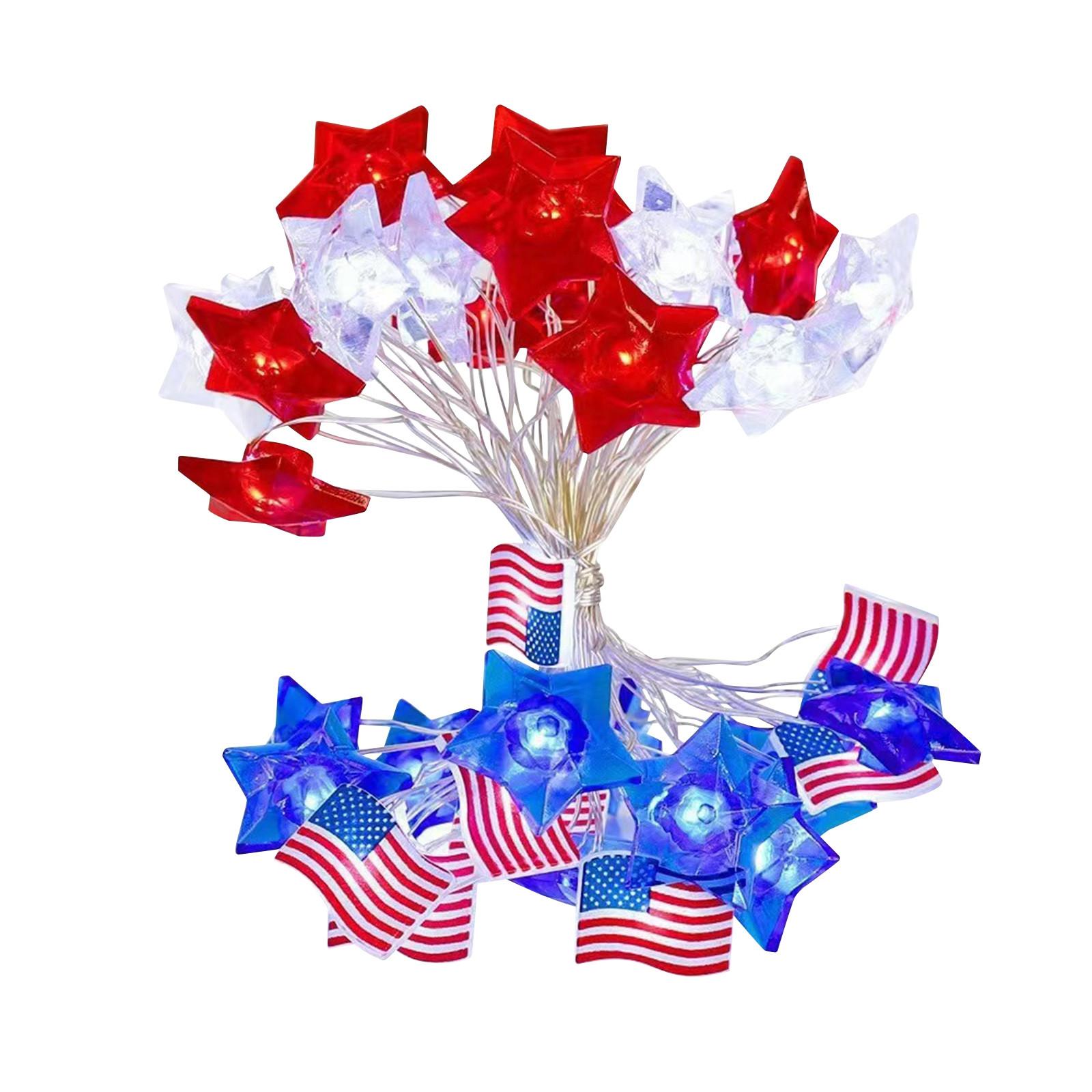 

4th Of Декоративные огни Красные Синие Звезды И Флаги Таймер с Дистанционным Управлением Для Дня Независимости День Памяти 4th Home Decor One Size