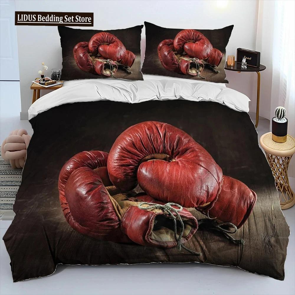 Set Letto Piumone 3D Guanti da Boxe Boxer Fight, Copripiumino Set Letto Copripiumino Federa, Set Letto Matrimoniale King Queen Adulto