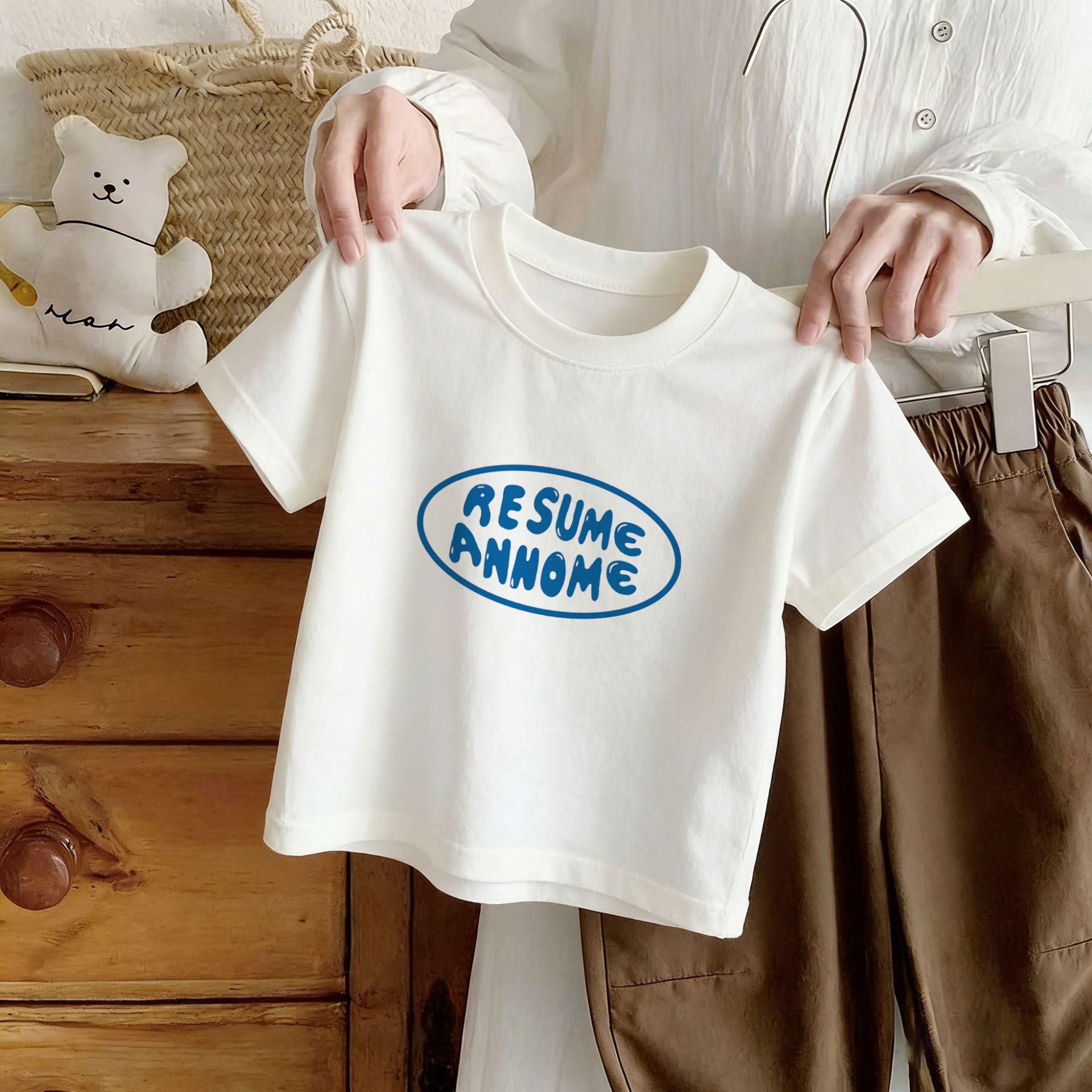 Summer Children S Short-Sleeved T-Shirt Men S And Women S Pure Cotton Children S Clothing Round Neck Children S Clothing Printed Top 90cm