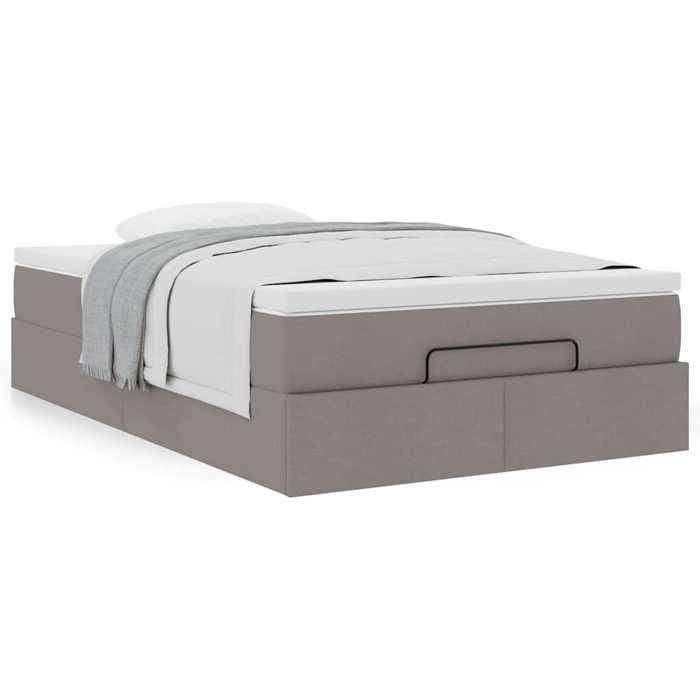 Cadre de lit avec matelas - Maison Exclusive - 120x200 cm - Tissu taupe - Rangement sous le lit