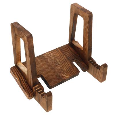 Cookbook Stand Solid Wood Wave Design Vinyl Record Storage Holder Non-Slip Stable Book Display Stand Desktop Decor