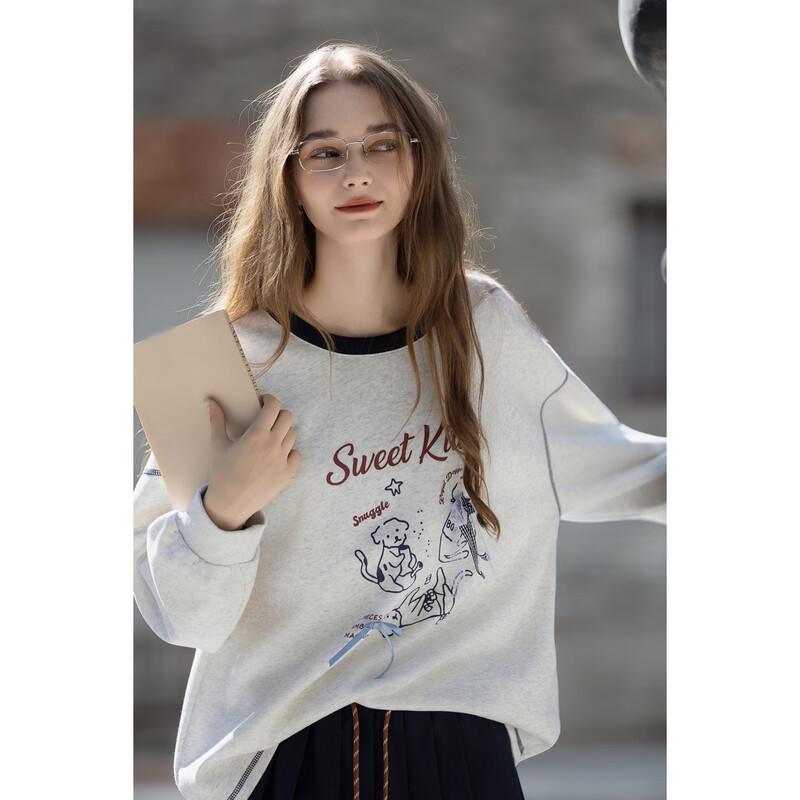 TonLion Women's Letter Print Round Neck Sweatshirt