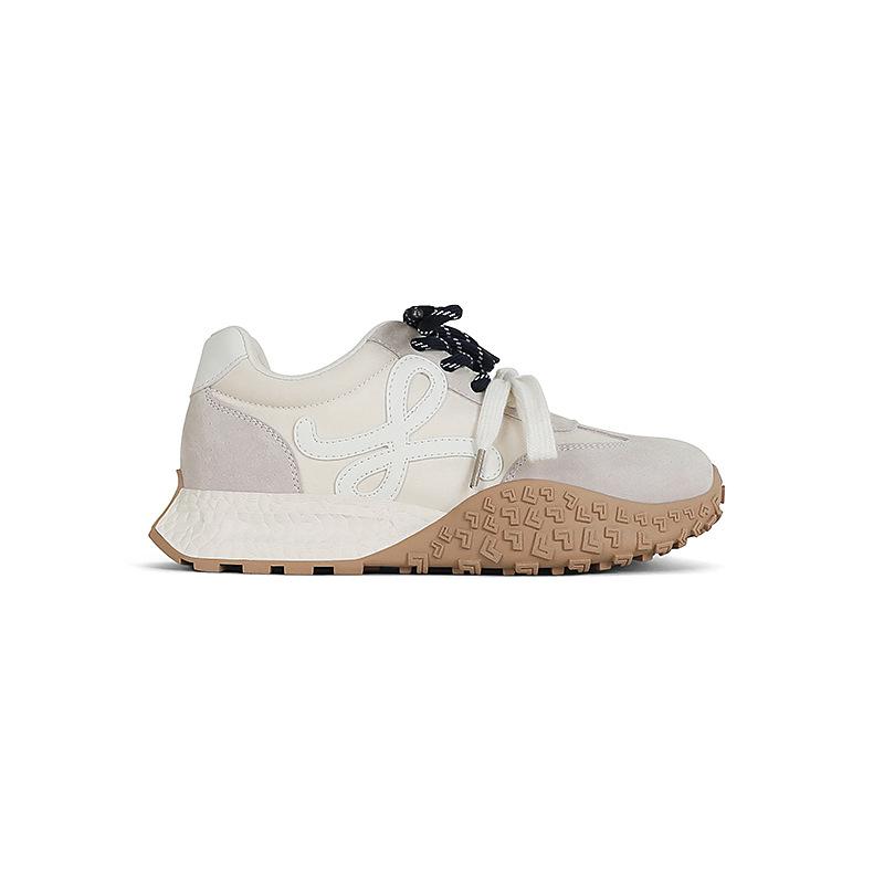 Pigskin version~ Korean niche dopamine mandarin duck belt inner height-increasing casual shoes women's 2025 breathable thick-soled German training sh