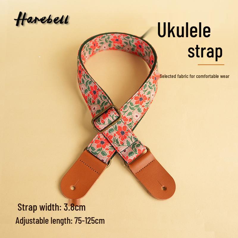 

Ethnic Pattern Red Flower Guitar Strap - Durable, Load-Bearing Instrument Accessory (PO-003) Red Ethnic Flower