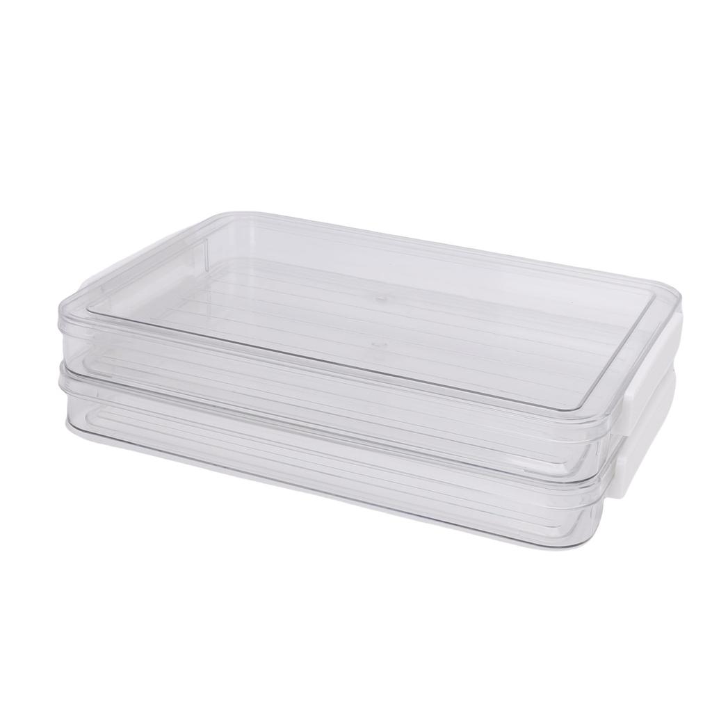 2Pcs Flat Plastic File Storage Bins with Latching Lids Document Organizer Transparent Stackable Portable Project Box