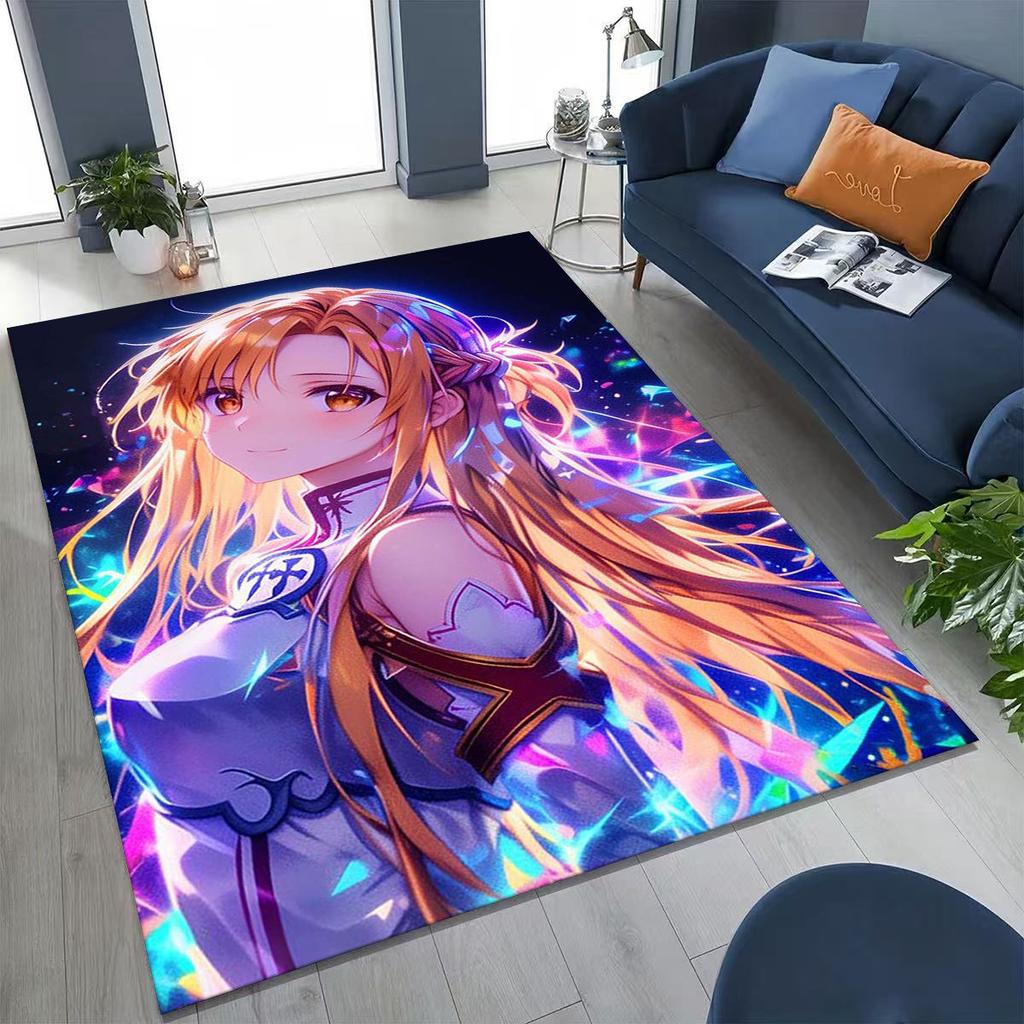 Anime SAO Sword Art Online Cartoon 3D Rug for Bedroom Living Room Sofa Home Doormat Decor, Large Kids Play Non-slip Floor Mat