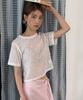 OPENING SUNSHINE Rose Jacquard Lace Short Sleeve Crop T-Shirt White
