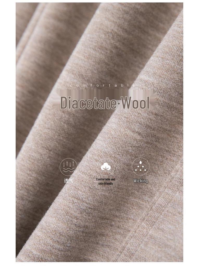 Women's Winter Elastic Waist Loose-Fit Wool Acetate Pants - Slimming, Versatile, Thick, Narrow-Leg To Wide-Leg Design