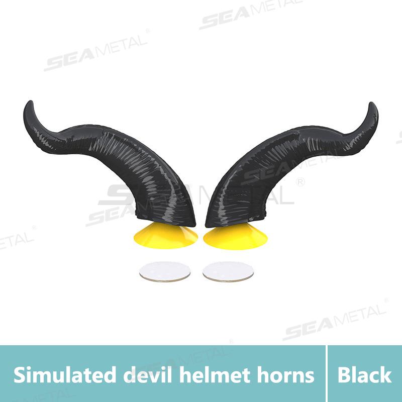 BLALION 2Pcs Motorcycle Helmet Decoration Devil's Horns Style Motorbike Helmet Accessories Stickers Cosplay Styling with Sucker