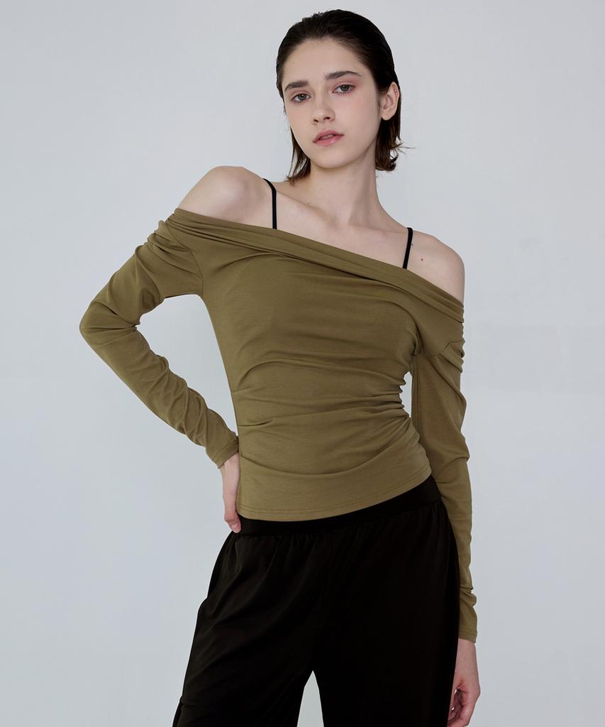 Debiweeo Drape Two-Way Long Sleeve Devi-T0143-Olive Khaki