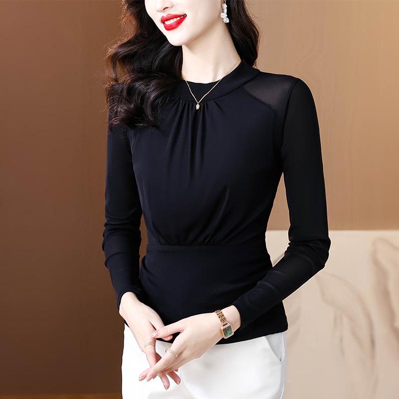 

2024 Зимний сетчатый утягивающий пуловер с длинным рукавом для женщин 3XL