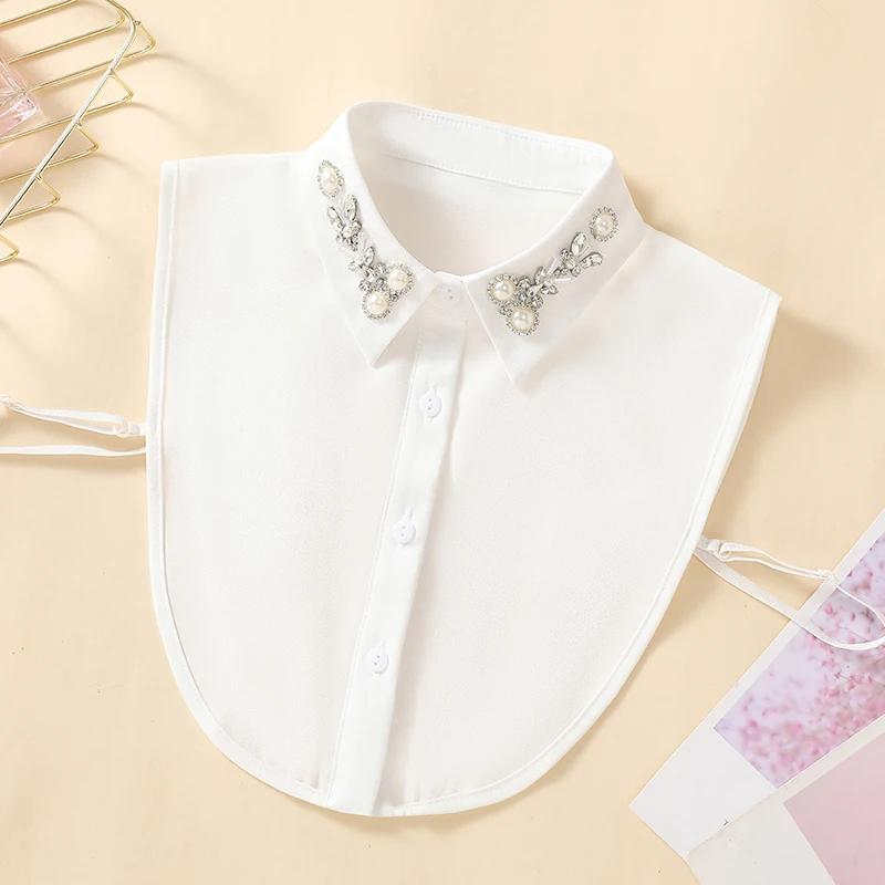 All-match fake collars in autumn and winter new fake collars for women's shirts rhinestones pearls shirt fake collars