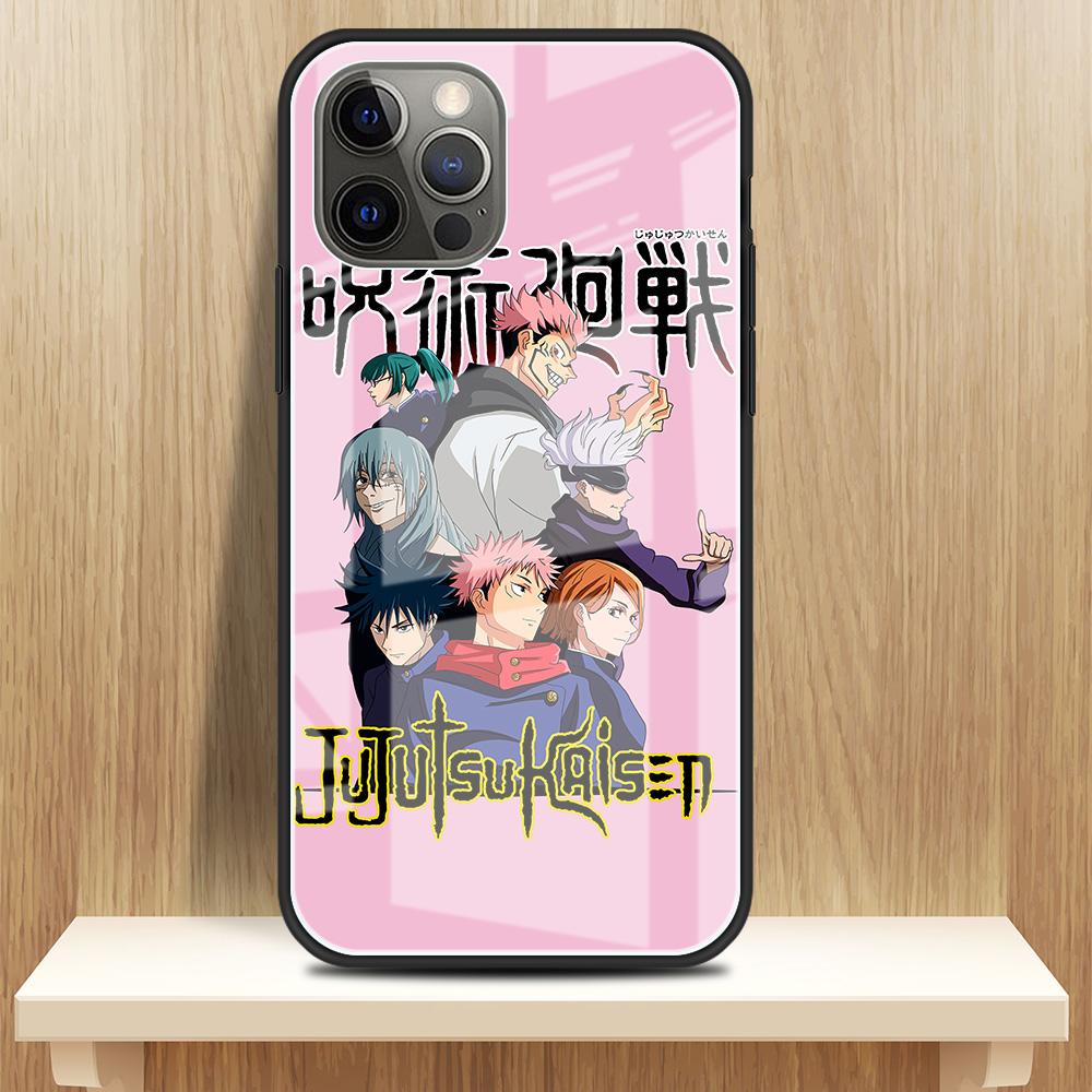 Tempered Glass Case Apple iPhone 13 12 Mini 11 Pro Max XR XS SE 2020 7 8 Plus 6 6S X Phone Cover Back Shell Anime Jujutsu Kaisen