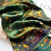 53Cm Square Pure Silk Square Scarf Vintage Print 100% Mulberry Silk Decorative Green Necktie Small Neckerchief For Women
