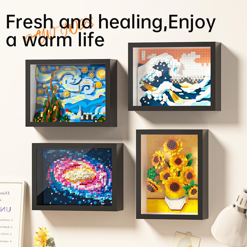 Creative 3D Micro Van Gogh Painting Frame Building Blocks Set Craft Kit Ornament Christmas Gift Adults Kids Exquisite Box