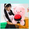 Plush Pig Toy With Flower Bouquet Cute Animal Gift For Valentines Day And Kids