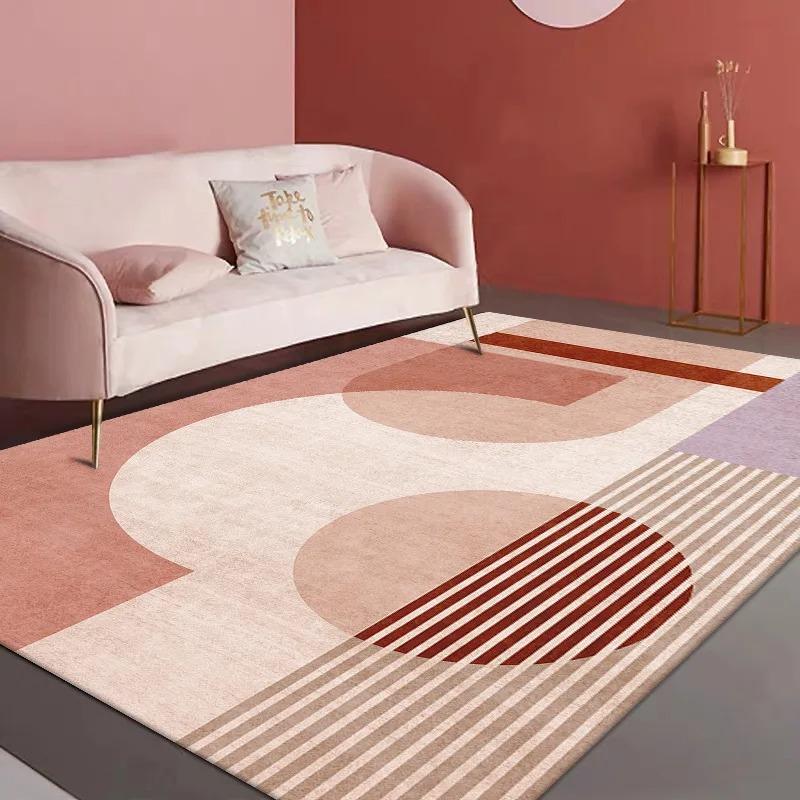 Pink Girl Bedroom Decor Square Carpet Luxury Nordic Carpets for Living Room Large Area Non-slip Cloakroom Rug Washable Floor Mat