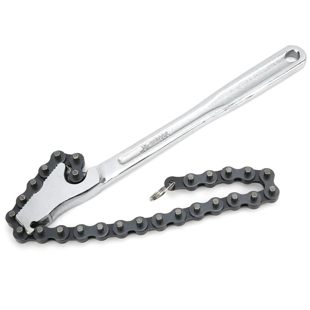 Chain Wrench High Hardness Surface Polished ChromePlated Chrome Vanadium Steel Hand Tool(12in )
