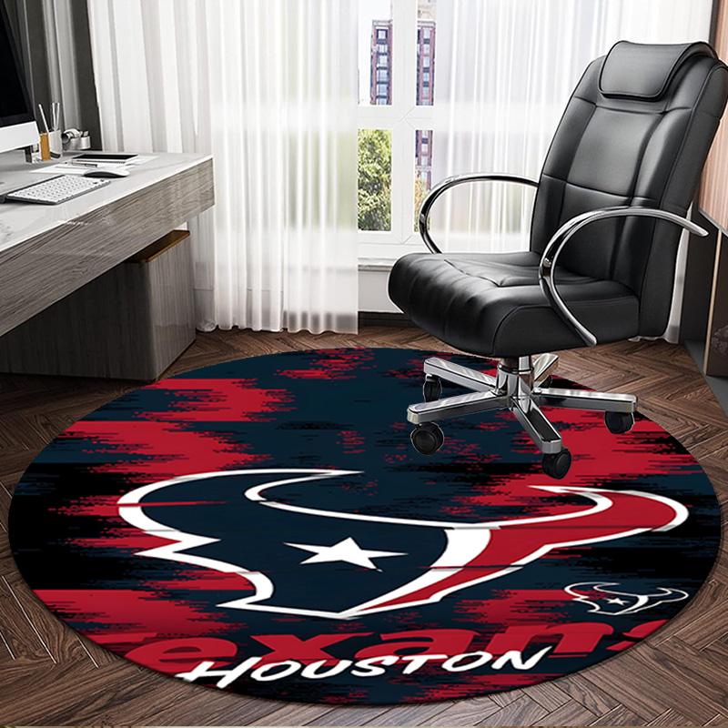 basketball Texans Logo Round Rug for Livingroom,Bedroom, Palyroom, Chair Rug, Area rug, Circle Carpet, Large Size Fan Christmas gift