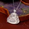 High Ice White Chalcedony Maitreya Buddha Necklace Women's Sterling Silver S925 New Chinese Guochao Buddha Male Clavicle Chain