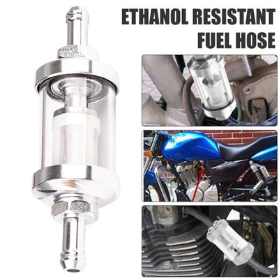 Sichtbarer Klar-Glas-Kraftstofffilter mit verdicktem 5/16-Zoll-Kraftstoffschlauch und Schlauchschellen Universelles Ölfilter-Kit für Motorräder Rasenmäher Kleine Motoren