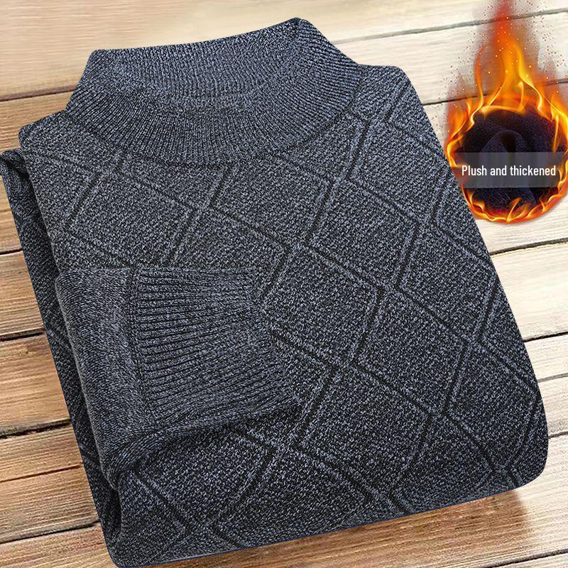 

Men s Plus Velvet Knitwear - Warm Autumn/Winter Base Layer for Middle-Aged and Elderly Dads 4XL for 160-185 jin