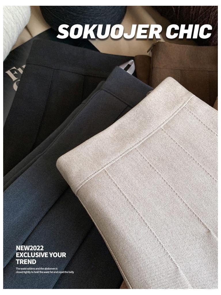 Damska wysokiej jakości czarna spódnica A-line z plisami z mieszanki wełny - Gruba, z wysokim stanem, wyszczuplająca, plus size, krótka długość na jesień i zimę.