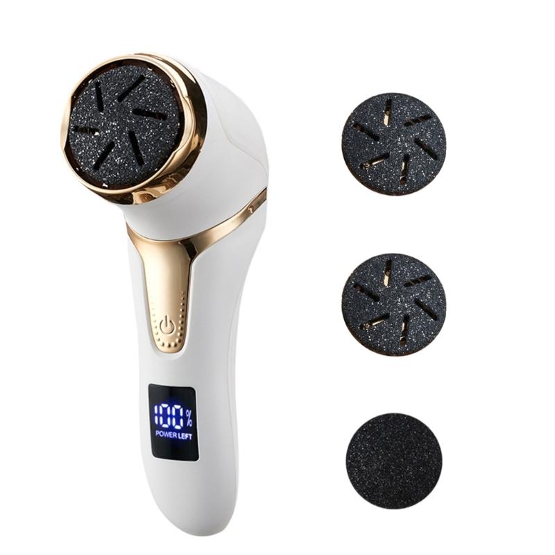 

Rechargeable Foot Care File Pedicure Tool Kit Electric Callus Dead Skin Removal Cleaner And 3 Grinding Heads LCD Display белый