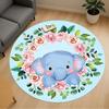1pc Elephant Flowers Round Chair Mat Office Area Rug - Non-Slip, Floor Mat for Office, Bedroom, and Indoor Decor P127287
