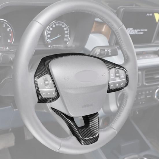 Fit For -2025 Ford Maverick ABS Carbon Fiber Steering Wheel Bezel Trim Cover