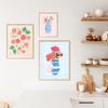 Pink Bike Balloon Poster Nursery Prints Wall Art Canvas Painting Still Life Cherry Cake Flowers Figs Fruit for Living Room Decor