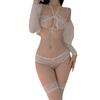 Sex underwear sexy bra women's ultra-thin neck binding temptation lace three-point mesh underwear gathering set